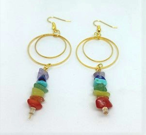 boucles d'oreilles pendentif avec pierres