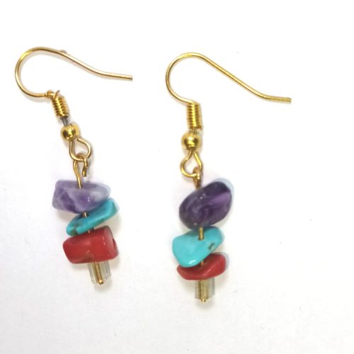 Pendentif boucle d'oreilles en pierres semi précieuse
