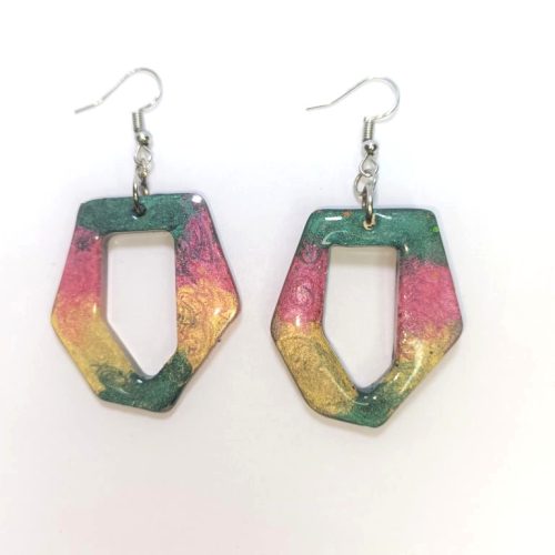 Boucles d'oreilles résine multi-colore