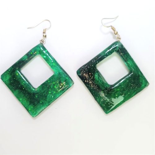 Boucles d'oreilles résine couleur vertes