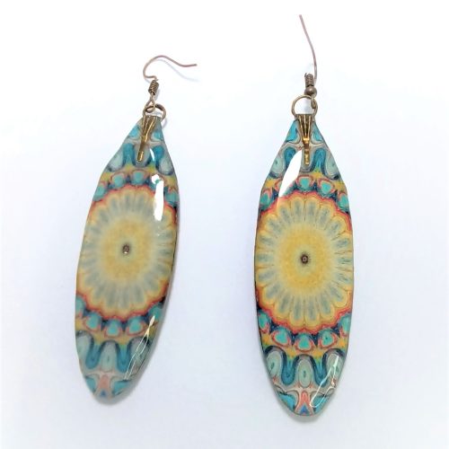 Boucles d'oreilles pendentif mandala bleues